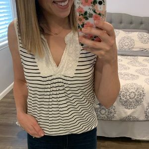GAP size S. Black & white striped with lace detail